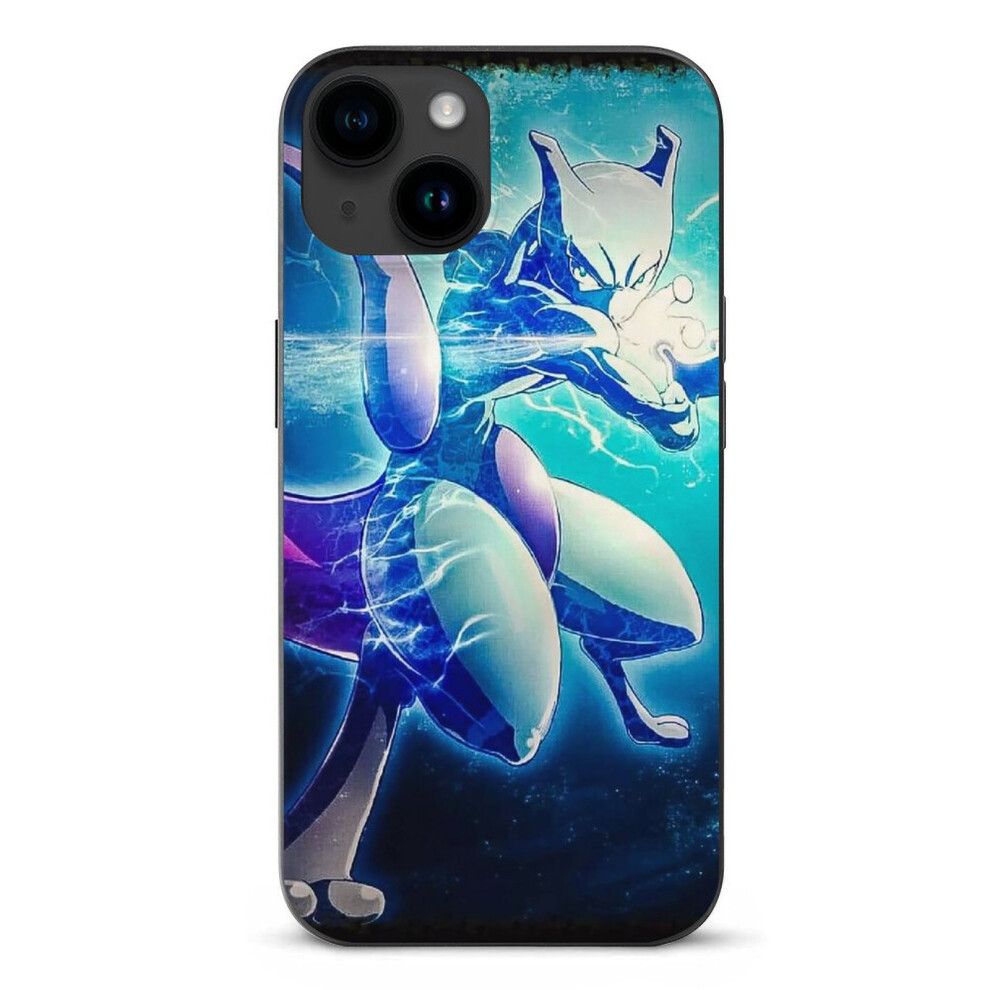 Mewtwo Pokemon Mobile Phone Shell Case For Compatible With Iphone 15 Case Drop Impact Shockproof Tpu Protective Bumper Phone Case -Style 6.1" Black 9389440873872