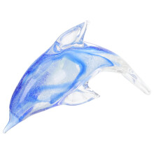 Qnmwood Crystal Dolphin Figurine Luminous Sea Animal Statue Blue