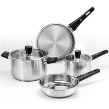 6-Piece Stainless Steel Pots and Pans Set with Stay-Cool Handles, Compatible with Gas, Electric & Induction, Dishwasher Safe