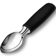 Stainless Steel Ice Cream Scoop with Ergonomic NonSlip Grip for Frozen Desserts, Gelato, Black