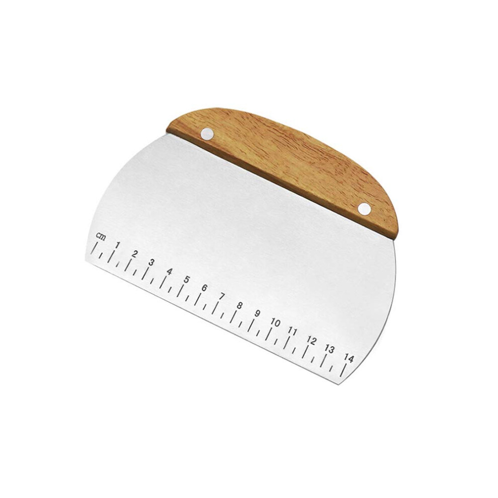 Stainless Steel Dough Scraper With Wood Handle, Nonslip Grip And Measurements For Baking 9174973127758