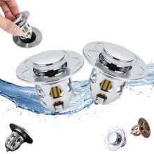 Xubond 2PC Washbasin Electroplating Drainer Bouncing Core Copper Push Plug Pool Basin Leaking Cleaning Supplies, Silver, Kitchen Essentials