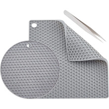 2 Styles Silicone Doming Mats for DIY Jewelry Making, Epoxy Resin Crafts - Heat Resistant Round & Square Pads with Tweezer