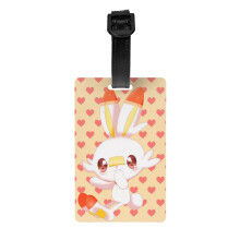 Cute Scorbunny Pokemon Luggage Tag For Suitcase Decorations Supplies Gift Women Men Boy Girl Steel Loop With Privacy Cover Id Label