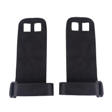 Leather Fitness Gloves with Wrist Support, Anti-slip & Wear Resistant for Pull-up, Weightlifting (Black, M)