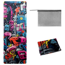 Graffiti Yoga Mat Towel with Storage Bag, 72.8"x26.8", Ideal for Yoga, Pilates, Fitness - Yoga Blankets,Gym Towel