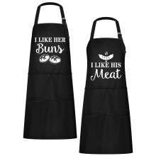 Couple Aprons Set with Waterproof Fabric Adjustable Neck Strap and Pockets for Wedding Anniversary Gift