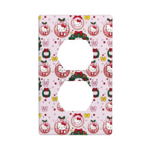 Hello Kitty Christmas Print 2.76x4.5 Inch Wall Panel, PC Material Double Socket Decorative Cover, Compatible with Home Bedroom Kitchen Decoration