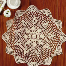 Sufanic 16inch Round Lace Table Cloth Flower Tablecloth Vintage Crochet Doily Mats Home Decor,Beige
