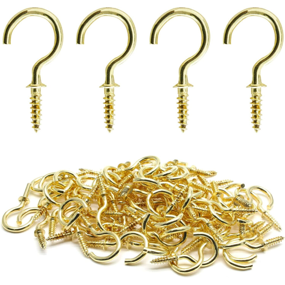 Kiibsot 100 Pcs 1" Ceiling Cups Hooks Screw Hooks, Ceiling Cup Hooks Self-Tapping Screws Hooks 9389440427754