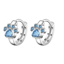 1 Pair Stud Earrings Animal Paw Cubic Zirconia Jewelry Cute Long Lasting Ear Studs for Daily Wear