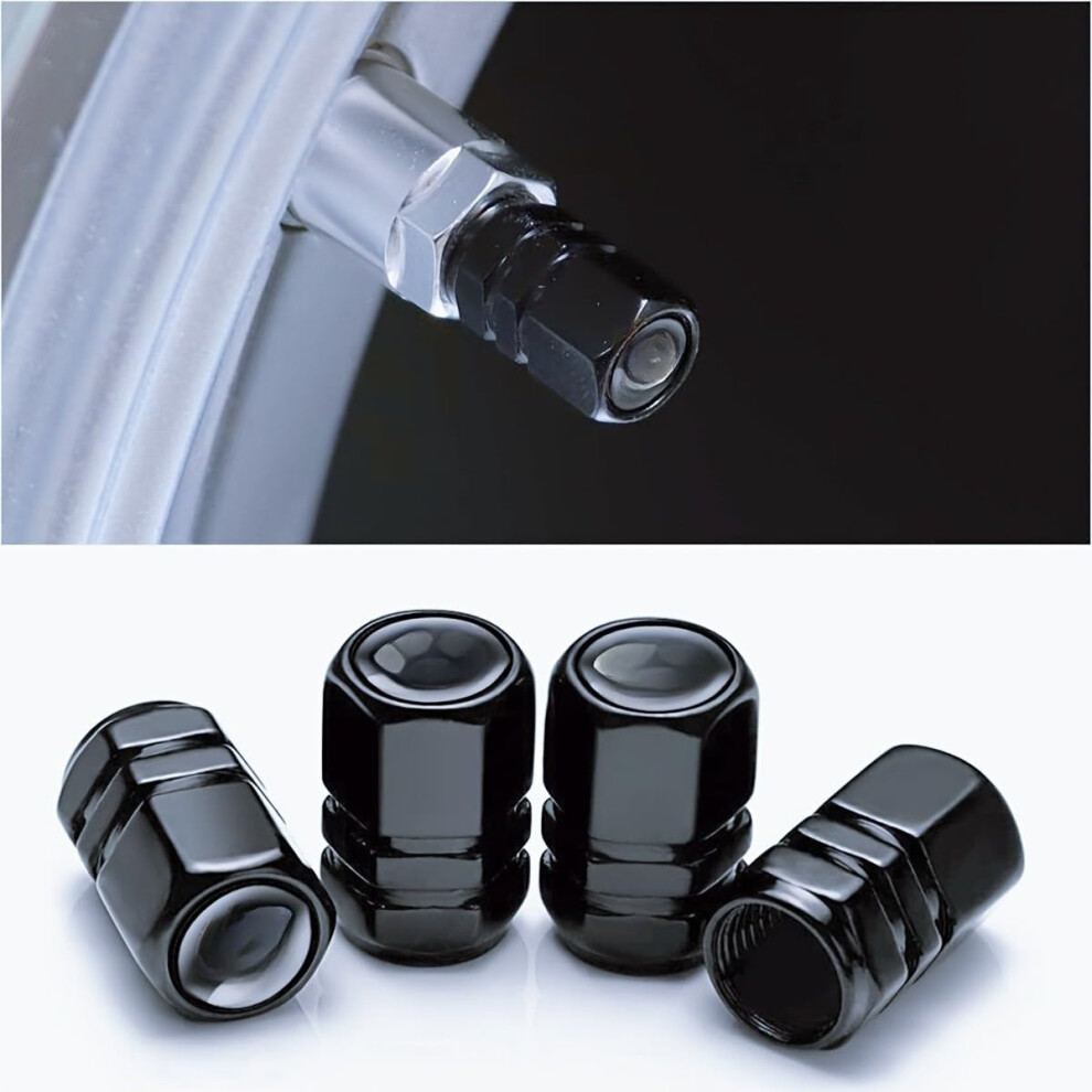 Aluminum Tire Valve Stem Caps 4 Pack, Leakproof Rubber Seal, Corrosionresistant Finish Black 9070919158353