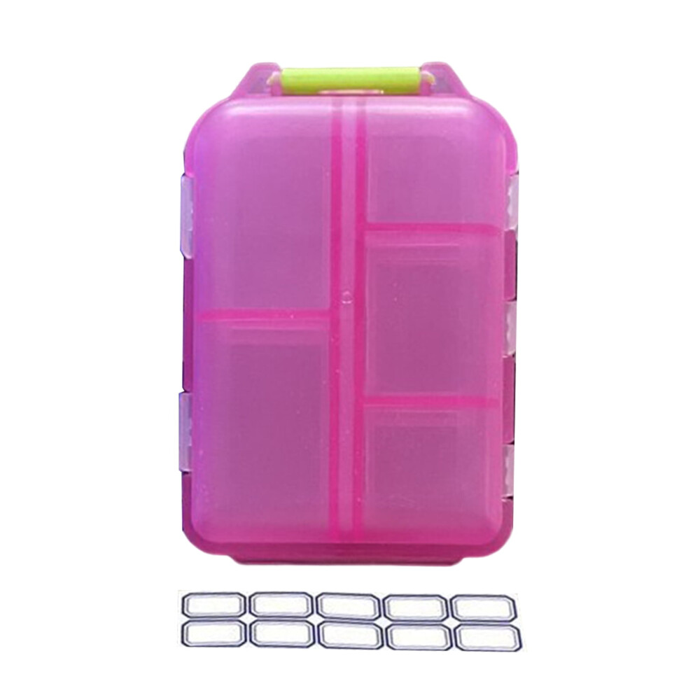Hariumiu Travel Organizer Double Layer with Labels, 10-Compartment Food Grade Capsule Storage Box, Portable for Traveling