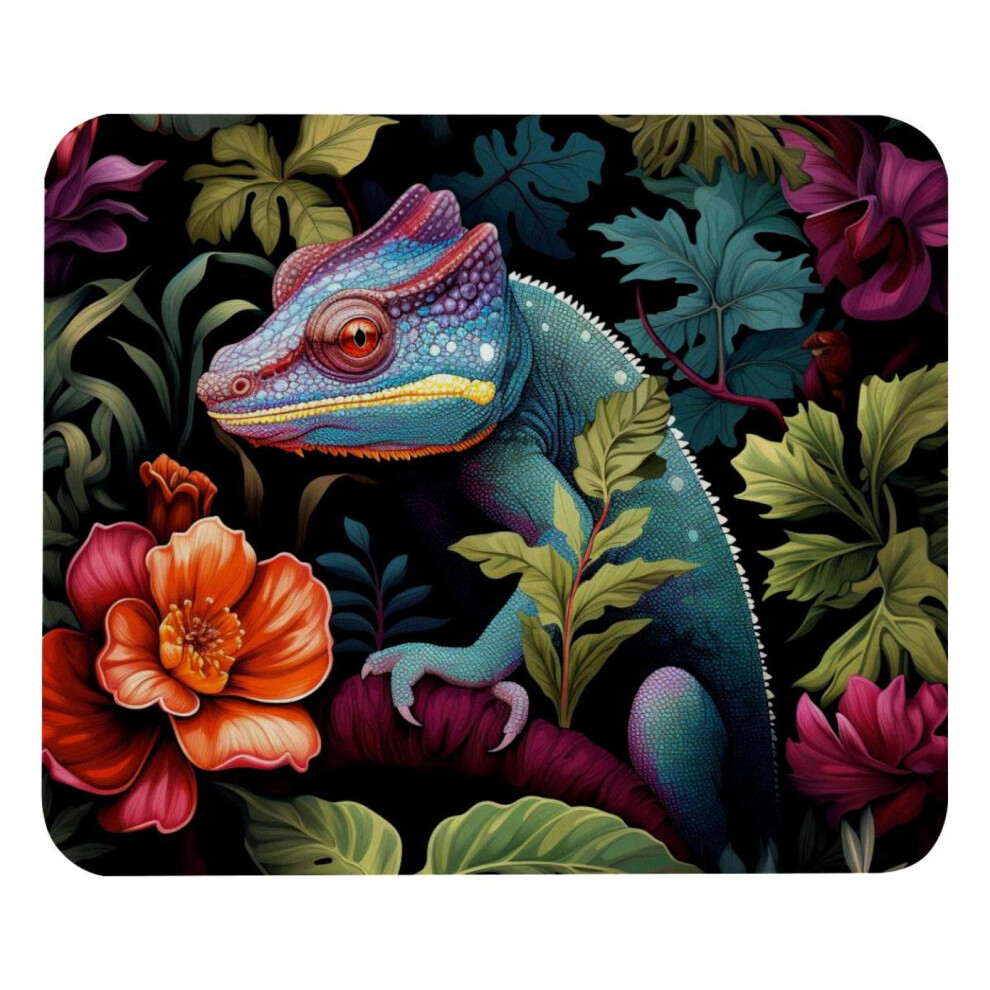 Chameleon Color Pattern Square Mouse Pad, Computer Mousepad Cloth With Rubberized Base, 8.3X9.8in/21X25cm 9389440828001