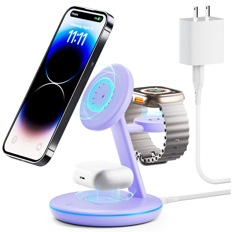 3 In 1 Charging Station For Compatible With Apple Devices, Magsafe Charger Stand, 15W Fast Magnetic Wireless Charger Compatible With Iphone 9389440828902