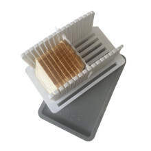 Adjustable Bread Slicer for Homemade Bread with Crumb Tray, Foldable Guide for Sourdough, Grey