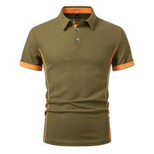 New Men's Short Sleeve Polo Shirts Solid Color Casual T-shirt Summer Trendy Breathable Basic Splice Top Sport Men Shirts Own Brand