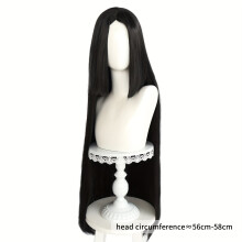 38 inch synthetic black long wasy cosplay wig-anime Halloween carnival comic cosplay hair-natural cos wig-rose net cap