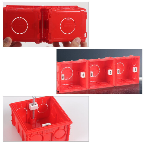 Socket Back Box Case Electrical Outlet Boxes Conjoined Household Plastic Red 4 Pcs 1