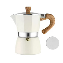 Moka Pot 36 Cup Stovetop Espresso Maker for Camping Rich Flavor Manual Cuban Coffee Percolator White 150ml