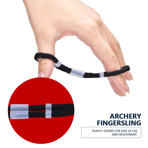 Adjustable Black/Red Finger Sling for Recurve Bow Shooting, M/L/XL 2