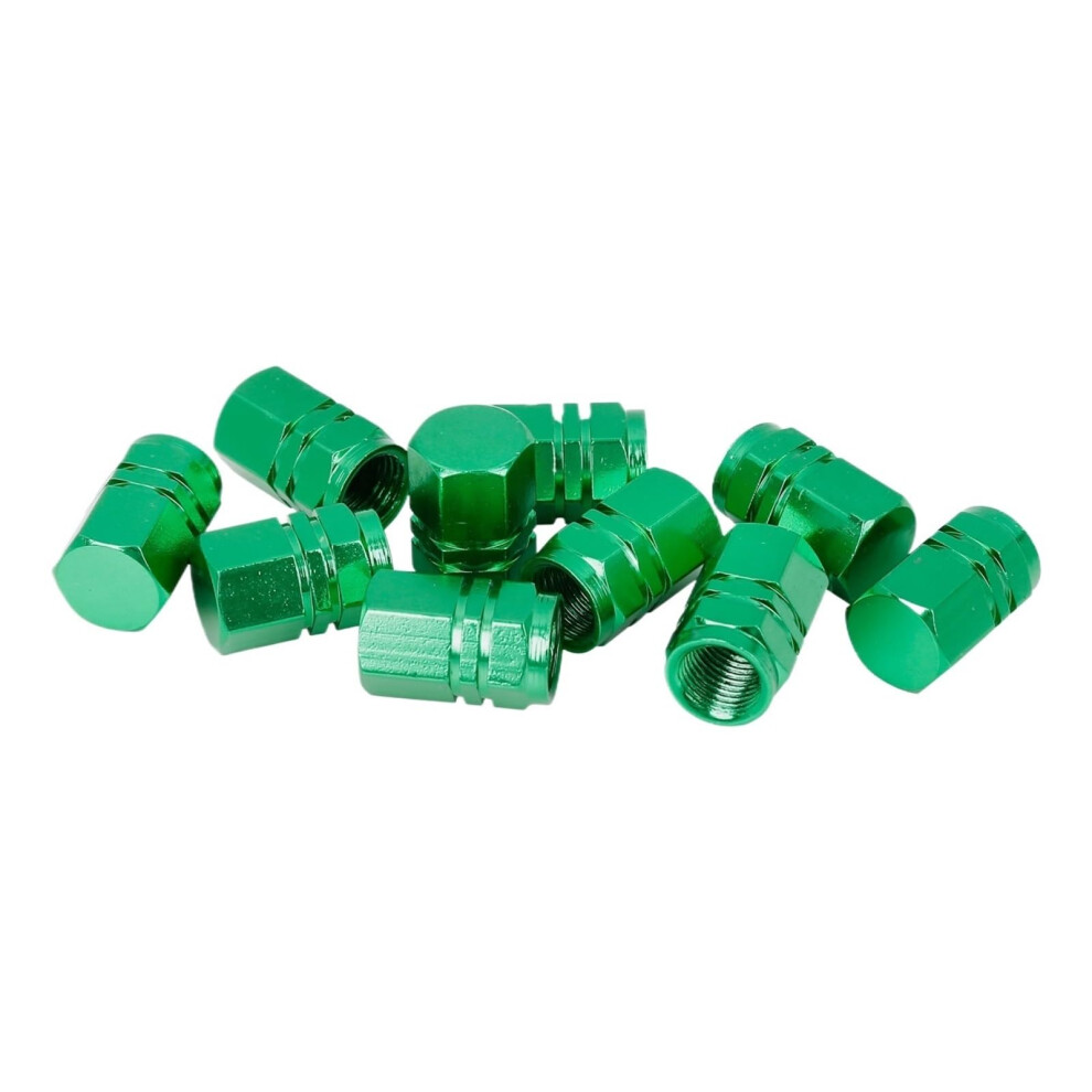 Aluminum Tire Valve Caps 10Pcs Hexagon Dustproof Corrosionresistant Universal Fit Green 9070919159473