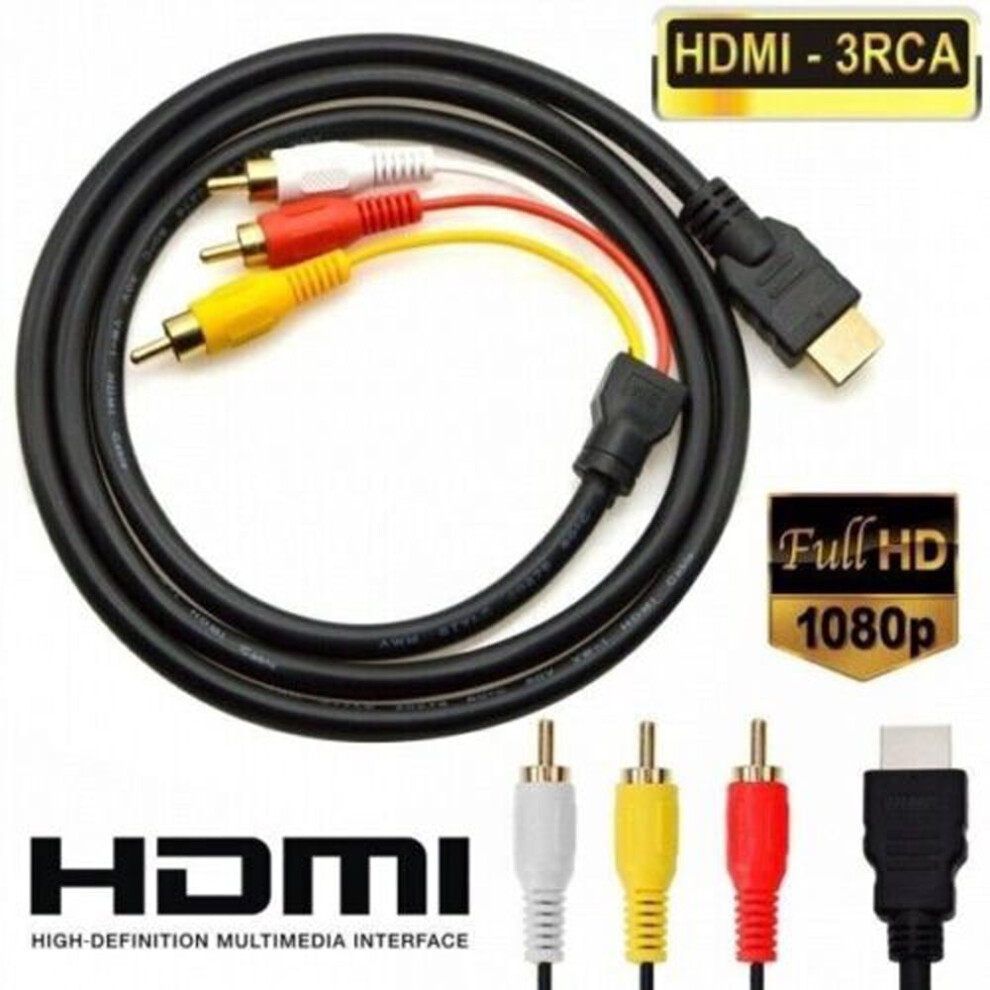 1.5M /5Ft Video Cable Hdmi To Rca Audio Av Adapter, Male M/M 3-Rca Dvd Hdmi 1080P For Hdtv Light 9389440284555