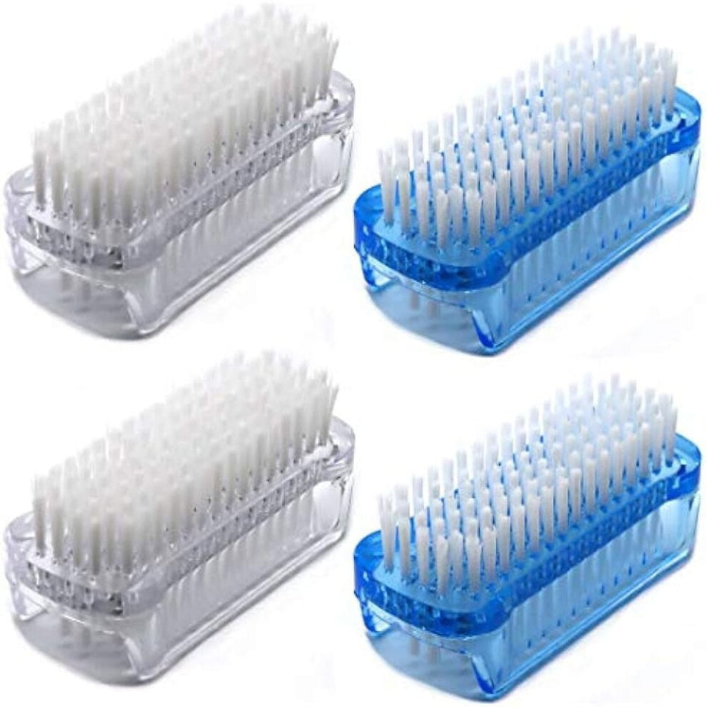 SUGARMOM Nail Brush Two Sided Hand Fingernail Scrub Brushes Soft Stiff Bristles Scrubber Nails Toes Cleaning Brush for Men Women Kids 4 PCS