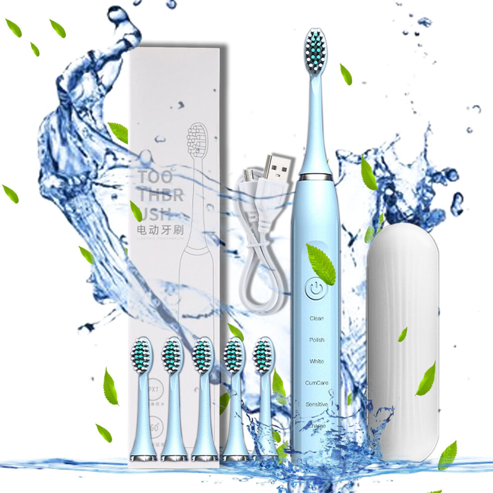 LOOPSUN Valentine's Day Clearance 2024! Electric Toothbrush with 6 Brush Heads, Toothbrush Box, 5 Modes, 20-speed Timer, IPX7