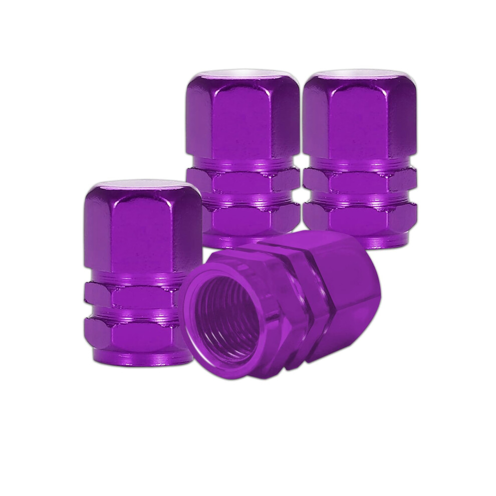 4Pcs Aluminum Car Tire Valve Caps, Leakproof Corrosion Resistant Wheel Stem Covers For Cars Trucks Bikes Purple 9070919161353