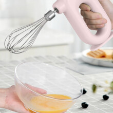 Dusknt Eggbeater Clearance! Pink Electric Beater for Home Baking, 1X Host + 2X Beaters + 1X Cable, Mini Hand Held Mixer, Compatible with Cake Batter