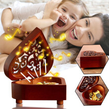 Viflosae Heart-Shaped Vintage Carved Wood Wind-Up Music Box, Compatible with Mom Toys for Ages 2-4 & 8-13, Cyber Monday & Black Friday 2024 Deals