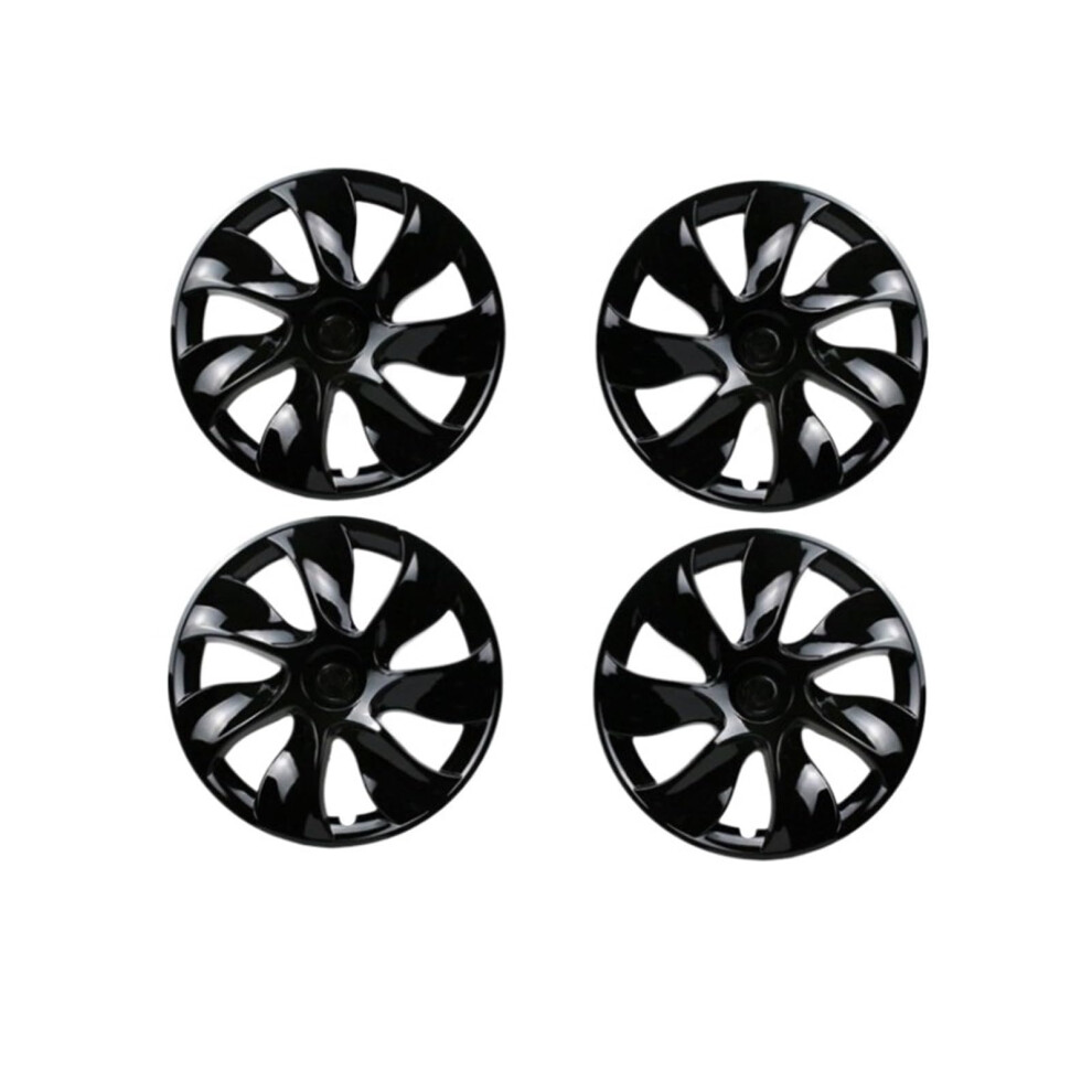 Hubcap 19 Inch Bright Wheel Cover Set Streamlined Design Scratch Protection For Tesla Model Y Black 9070919161452