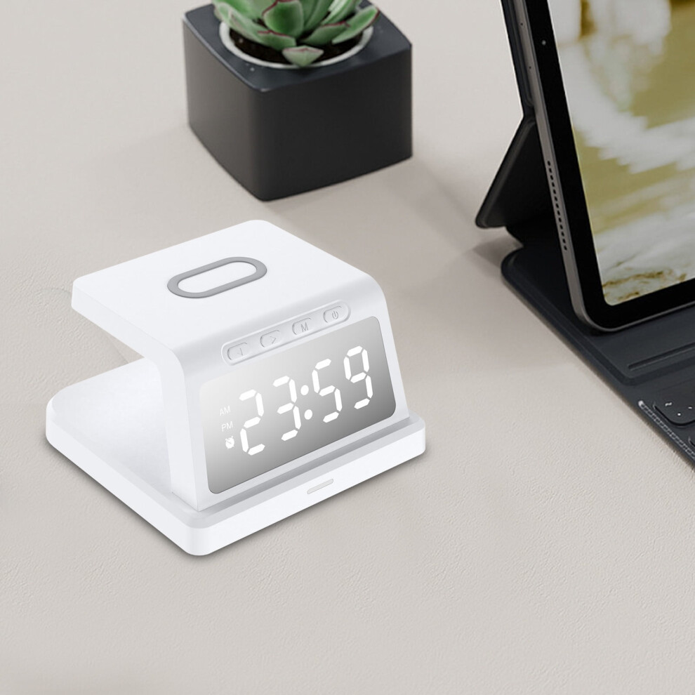 Wireless Charger 3-In-1 With Digital Clock, 15W Portable Charging Station Compatible With Iphone, Samsung, And More Light 9389440434349