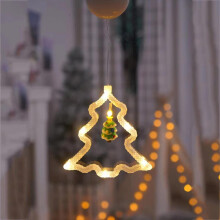 Battery Operated Christmas Lights with Santa, Tree, Jingle Bells, Deer & Ornaments - Indoor Window Decor