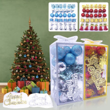 Staron Christmas Tree Ball Ornaments (Blue), Christmas Ball 32PCS Christmas Tree Ornament Pendant Party Supplies Tree Hanging Plastic Ball