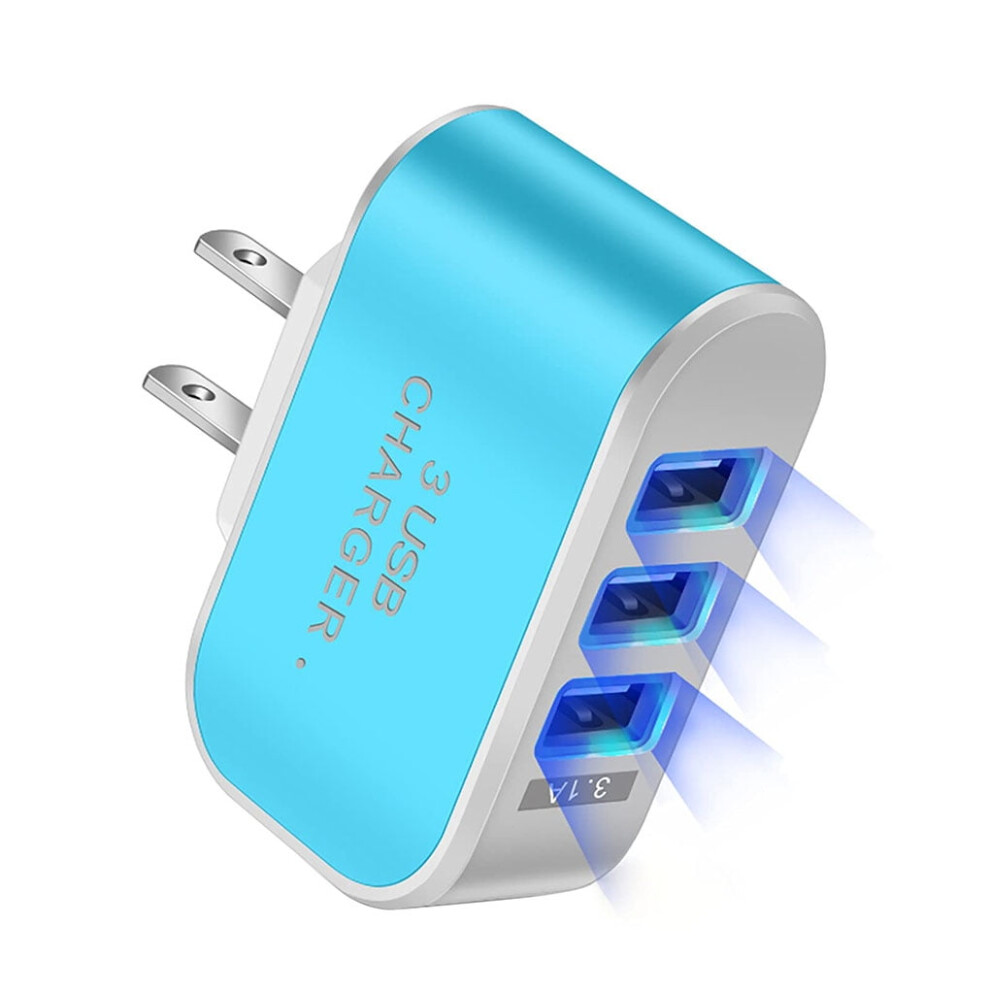 Jygee Usb 3 Ports Charger Led Plastic 110V 1000Ma Tablet Charging Adapter With Indicator Travel Circuit Protection Power Block Light 9110895418413