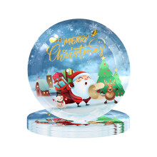 Christmas Party Decorations, Santa Claus Party Decorations, Winter Party Decorations, Snowman Party Plates, Dessert Plates, Cups (10 pcs, Plates)