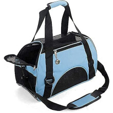 Cat Carrier,Soft-Sided Pet Travel Carrier for Cats,Dogs Puppy Comfort Portable Foldable Pet Bag Airline Approved (Small Blue)