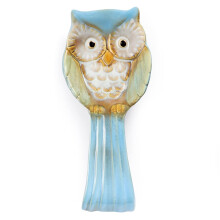 Ceramic Owl Spoon Rest with Cute Design for Stove and Counter, Dishwasher Safe, Blue
