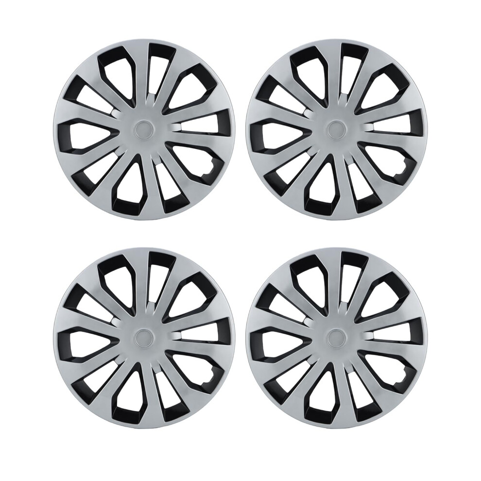 16 Inch Hubcaps Set Of 4 And Wheel Covers For Steel Rims Snapon Fit For Toyota Camry Black/Silver 9070919162664