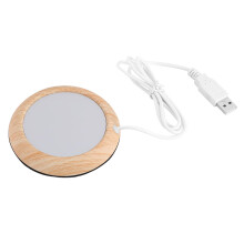 USB Mug Warmer 5V Light Walnut Grain Keeps Drinks Warm Desk Coffee Tea Heater Pad for Home Office