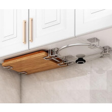 8pcs Under Cabinet Cutting Board Holder and Stainless Steel Pot Lid Organizer Rack Silver