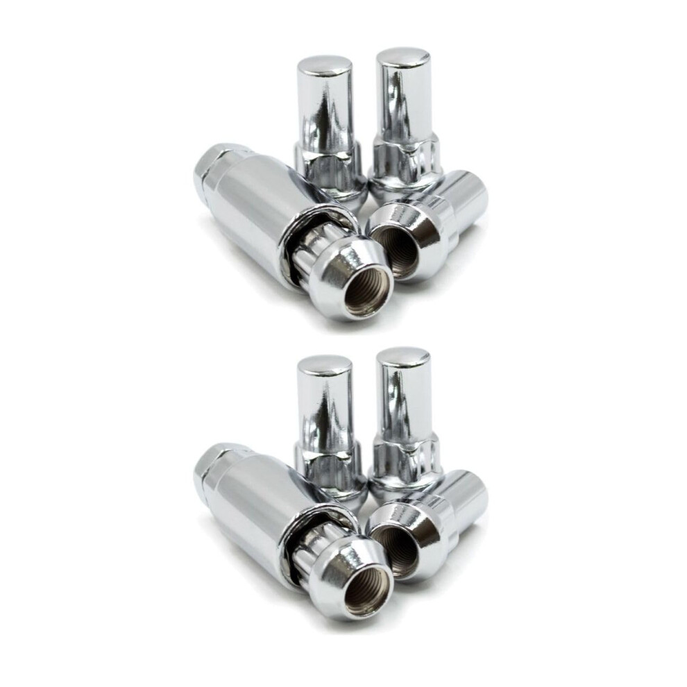 Chrome Bulge Acorn Locking Lug Nuts 1.9 Inch For Ram Ford Chevy Dodge, Theft Protection 9070919164187