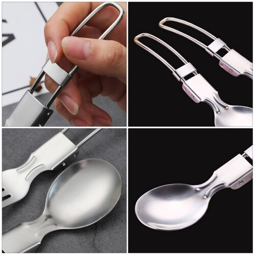 8 Pcs Stainless Steel Folding Spoon Foldable Fork Flatware and Camping Spork Portable 304 2