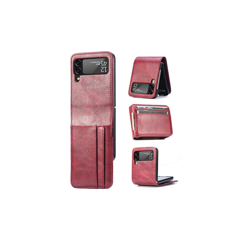 Compatible With Samsung Galaxy Z Flip 3 - Practical Stylish Case With Card Slot Red 9389440594159