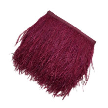 TureClos Ostrich Feather Fringe Trim Costume Sewing Crafts Decor 9-15cm Wine red