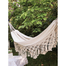 White hammock with a maximum load of 300 kg, 200 x 150 cm. Load c