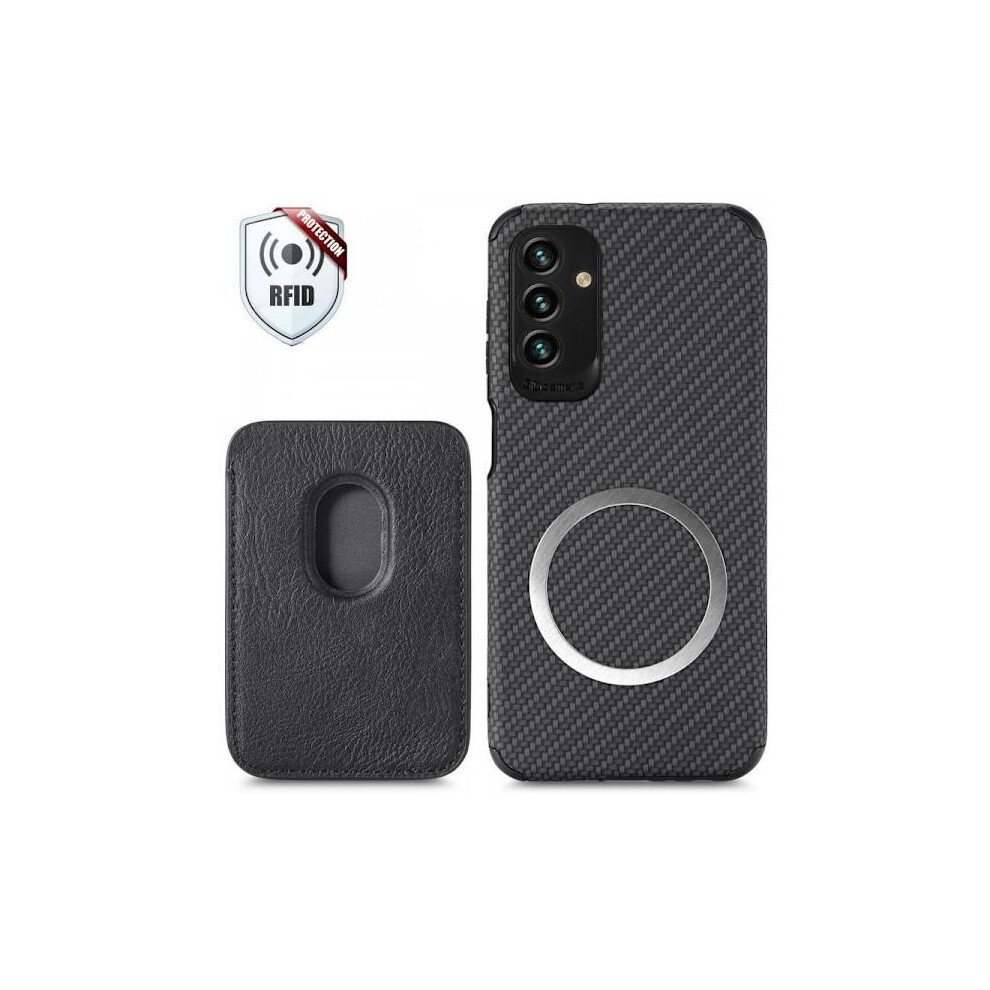 Compatible With Samsung A34 5G Shockproof Case With Magnetic Card Holder Magsafe Rfid Black 9389440731783