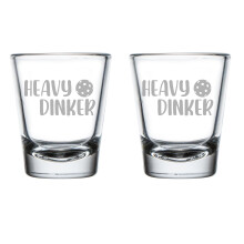Set of 2 Shot Glasses 1.75oz Shot Glass Gift Heavy Dinker Funny Pickleball